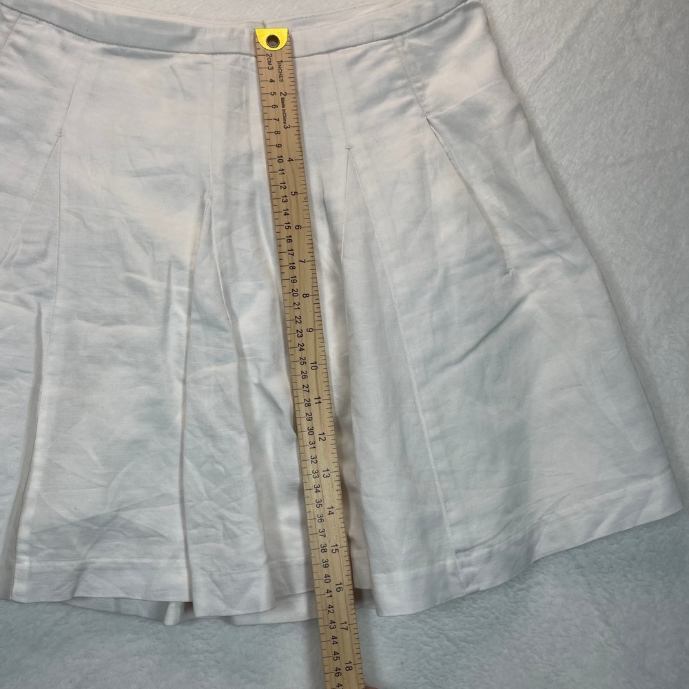 J.Crew White Linen Cotton Pleated Mini Skirt Sz 4 Academia Tennis Preppy School - Picture 5 of 8